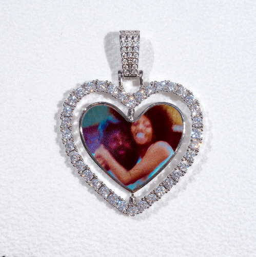 3D Spinning 2-Faced Heart Custom Picture Pendant