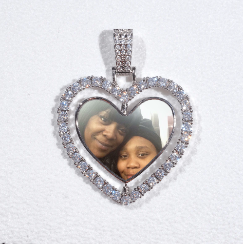 3D Spinning 2-Faced Heart Custom Picture Pendant
