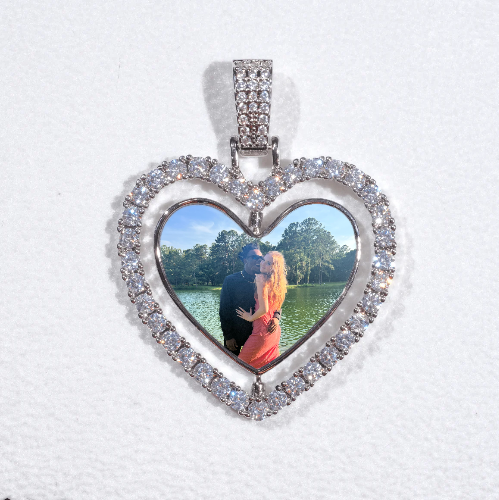 3D Spinning 2-Faced Heart Custom Picture Pendant