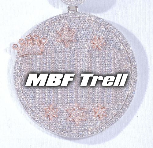 CUSTOM LETTER NECKLACE 3D BIG CROWN DISC