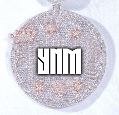 CUSTOM LETTER NECKLACE 3D BIG CROWN DISC