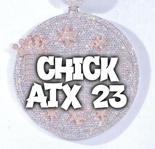 CUSTOM LETTER NECKLACE 3D BIG CROWN DISC