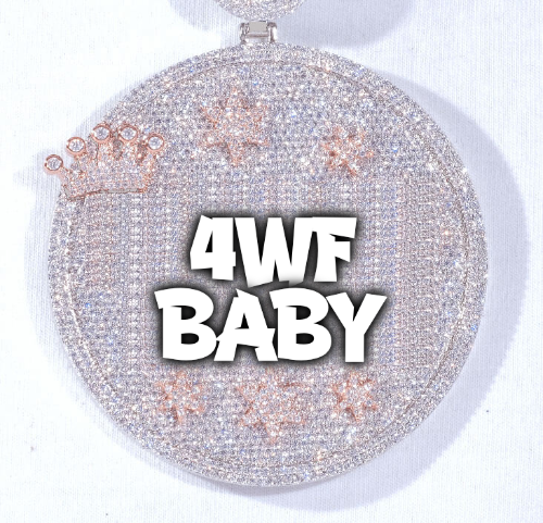 CUSTOM LETTER NECKLACE 3D BIG CROWN DISC