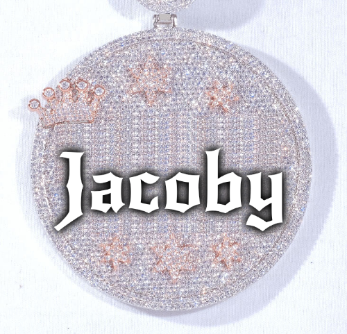 CUSTOM LETTER NECKLACE 3D BIG CROWN DISC