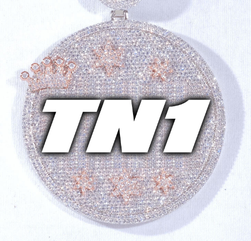 CUSTOM LETTER NECKLACE 3D BIG CROWN DISC