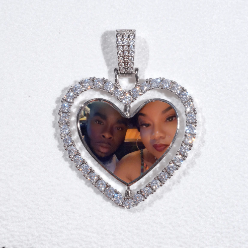 3D Spinning 2-Faced Heart Custom Picture Pendant