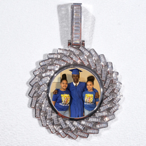 Large 3D Baguette Custom Picture Pendant