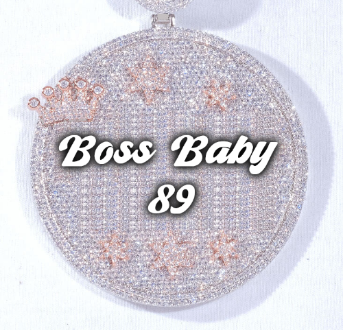 CUSTOM LETTER NECKLACE 3D BIG CROWN DISC