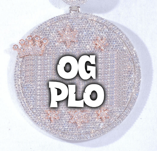 CUSTOM LETTER NECKLACE 3D BIG CROWN DISC