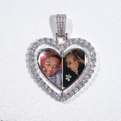 3D Spinning 2-Faced Heart Custom Picture Pendant