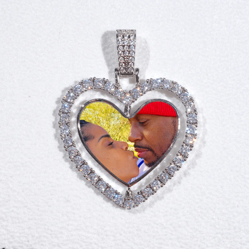 3D Spinning 2-Faced Heart Custom Picture Pendant