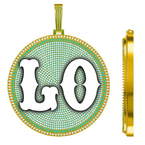 CUSTOM LETTER NECKLACE 3D BIG DISC