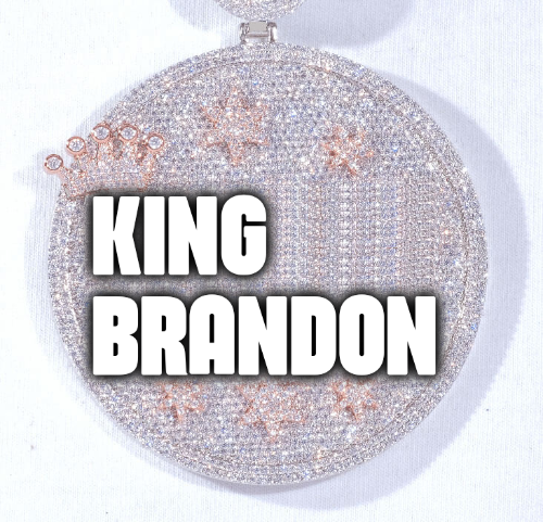 CUSTOM LETTER NECKLACE 3D BIG CROWN DISC