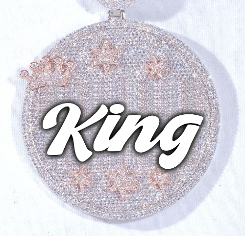 CUSTOM LETTER NECKLACE 3D BIG CROWN DISC