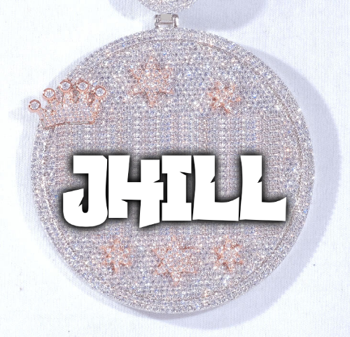 CUSTOM LETTER NECKLACE 3D BIG CROWN DISC