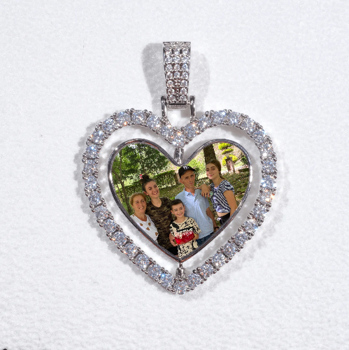 3D Spinning 2-Faced Heart Custom Picture Pendant
