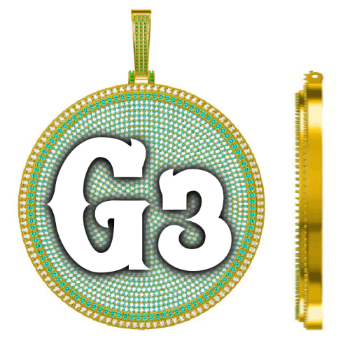 CUSTOM LETTER NECKLACE 3D BIG DISC