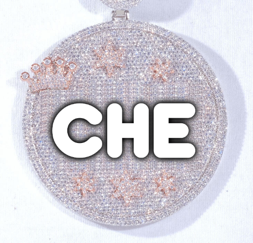 CUSTOM LETTER NECKLACE 3D BIG CROWN DISC