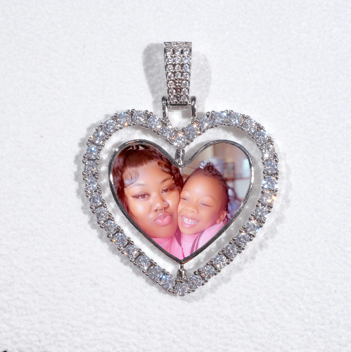 3D Spinning 2-Faced Heart Custom Picture Pendant