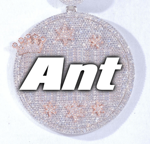 CUSTOM LETTER NECKLACE 3D BIG CROWN DISC