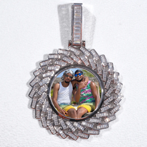 Large 3D Baguette Custom Picture Pendant
