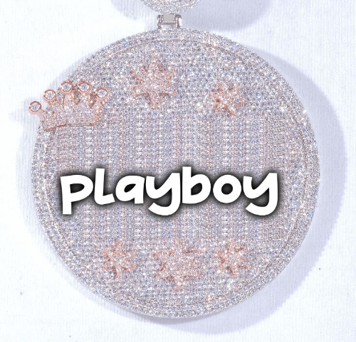 CUSTOM LETTER NECKLACE 3D BIG CROWN DISC