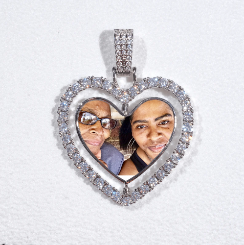 3D Spinning 2-Faced Heart Custom Picture Pendant