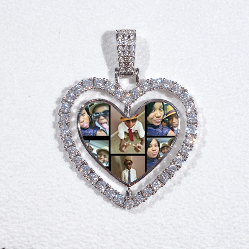 3D Spinning 2-Faced Heart Custom Picture Pendant