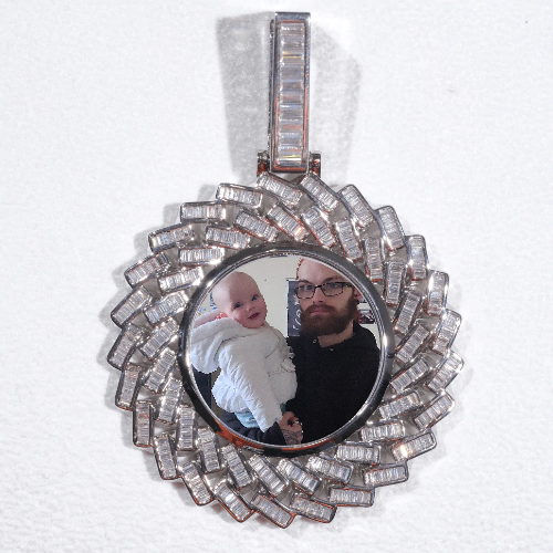 Large 3D Baguette Custom Picture Pendant
