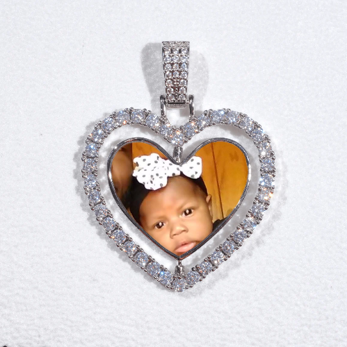 3D Spinning 2-Faced Heart Custom Picture Pendant