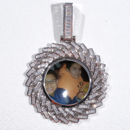 Large 3D Baguette Custom Picture Pendant