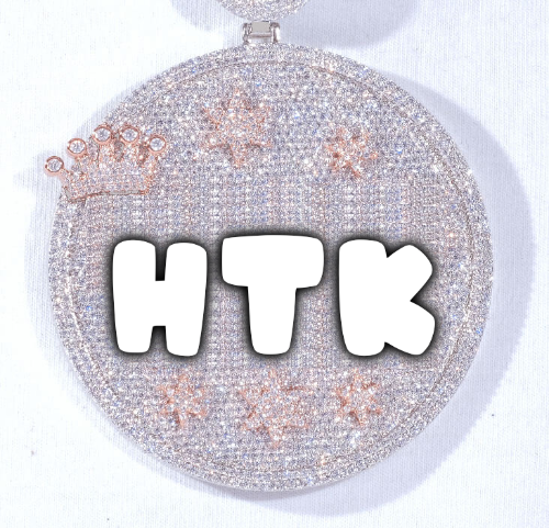 CUSTOM LETTER NECKLACE 3D BIG CROWN DISC