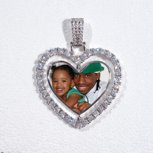 3D Spinning 2-Faced Heart Custom Picture Pendant
