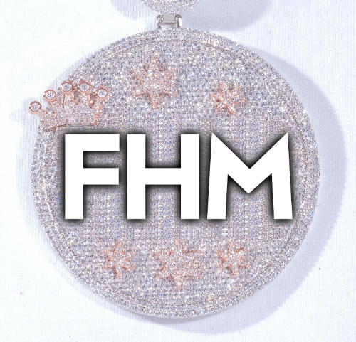 CUSTOM LETTER NECKLACE 3D BIG CROWN DISC