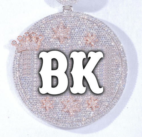CUSTOM LETTER NECKLACE 3D BIG CROWN DISC
