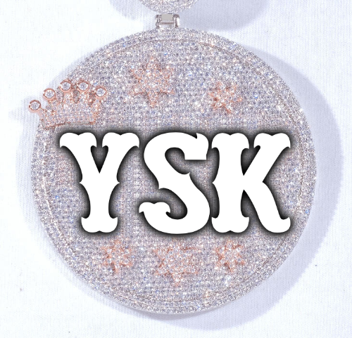CUSTOM LETTER NECKLACE 3D BIG CROWN DISC