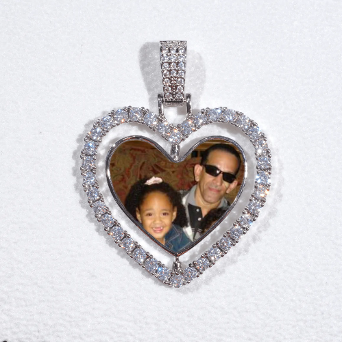 3D Spinning 2-Faced Heart Custom Picture Pendant