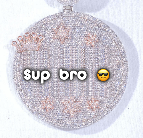 CUSTOM LETTER NECKLACE 3D BIG CROWN DISC