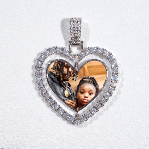 3D Spinning 2-Faced Heart Custom Picture Pendant