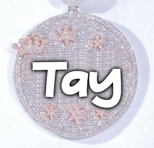 CUSTOM LETTER NECKLACE 3D BIG CROWN DISC