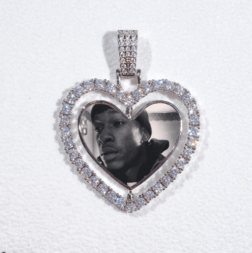3D Spinning 2-Faced Heart Custom Picture Pendant
