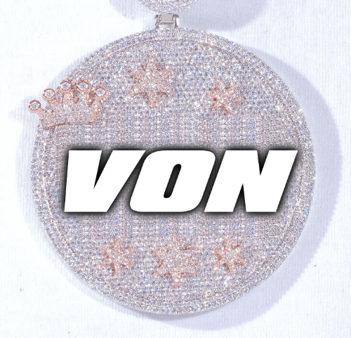 CUSTOM LETTER NECKLACE 3D BIG CROWN DISC
