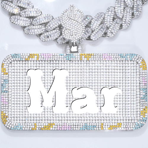 CUSTOM LETTER NECKLACE 3D COLORFUL SQUARE