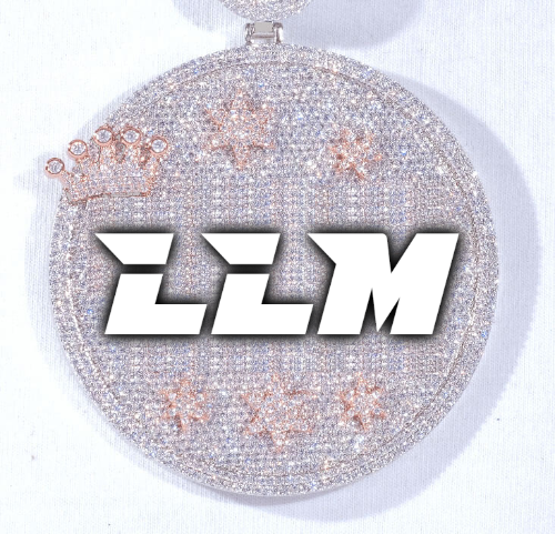 CUSTOM LETTER NECKLACE 3D BIG CROWN DISC