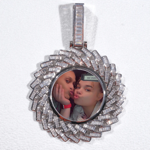 Large 3D Baguette Custom Picture Pendant