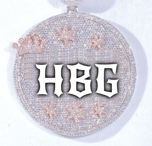 CUSTOM LETTER NECKLACE 3D BIG CROWN DISC