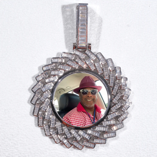 Large 3D Baguette Custom Picture Pendant