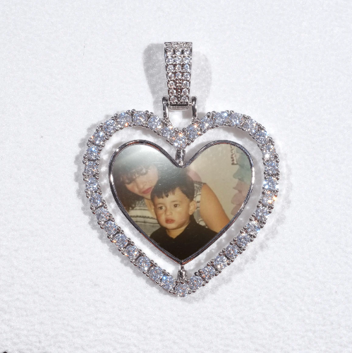 3D Spinning 2-Faced Heart Custom Picture Pendant