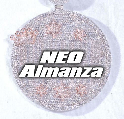 CUSTOM LETTER NECKLACE 3D BIG CROWN DISC