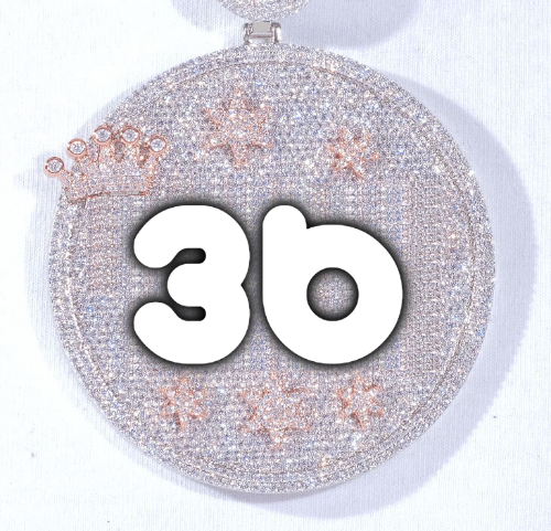 CUSTOM LETTER NECKLACE 3D BIG CROWN DISC